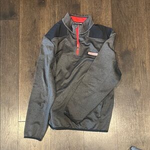 Vineyard Vines Gray and Black Pullover with Red zipper - like new
